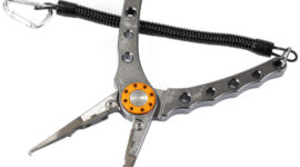 Fishing Pliers Saltwater Aluminum Long Jaws Large Sheath Lanyard Braid Line Cutter Gray