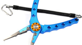 Saltwater Fishing Aluminum Pliers Stainless Steel Sheath Lanyard Hook Remover Blue