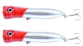 Yoshikawa Saltwater Popper Topwater Hard Lure Treble Hooks Red Head 7" (Pack of 2)
