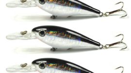Yoshikawa Fishing Crankbait Shad Lure Hardbait Minnow Fry Chrome Black Bass 75mm 6g (Pack of 3)