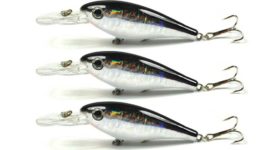 Yoshikawa Fishing Crankbait Shad Lure Hardbait Minnow Fry Chrome Black Bass 75mm 6g (Pack of 5)