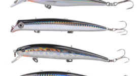 Yoshikawa Fishing Minnow Plugs Popper Lure Black Silver 5" Long (Pack of 4)