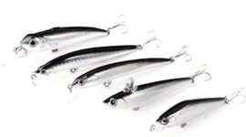 Fishing Lure Minnow Jerkbait Crankbaits Mix Style Black Silver (Pack of 5)