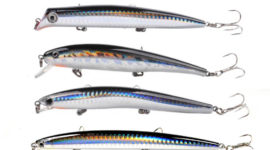 Yoshikawa Fishing Minnow Plugs Stickbait Lure Black Silver Mix Style 5" Pack of 6