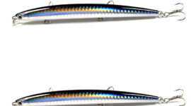 Saltwater Fishing Lures Kit 2 Minnow Pencil Stickbait 130mm 13g Streamlined Black Silver