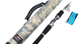 Yoshikawa 7.9FT Telescopic Fishing Rod Spinning W/ Storage Case Travel Fishing Pole Medium Carbon Fiber Blank