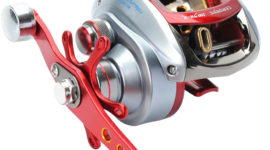 Saltwater Baitcasting Reel Left Hand High Speed 7.1:1 13Lb Power 12LB/110Yd Surf Fihsing Single Knob Power Handle Centrifugal Brake Red Silver