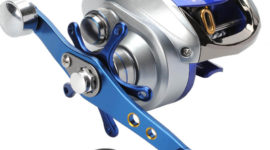 Baitcasting Reel Left Hand Saltwater High Speed 7.1:1 13Lb Power 12LB/110Yd Surf Fihsing Single Knob Power Handle Centrifugal Brake Blue Silver