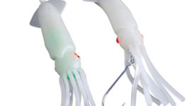 Yoshikawa Lot 2 Saltwater Fishing Lure Trolling Squid Skirts 6" Built-in  LED Light Glow in The Dark Tuna Marlin Lure