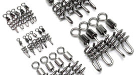 Yoshikawa Saltwater Fishing Swivel Snap Swirl Connector Stianless Black 66LB (Pack of 20)