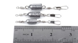 Yoshikawa Fishing Weights Bullet Lead Sinker Rolling Swivel with Interlock Snap Connector Inline 8g (pack of 10)